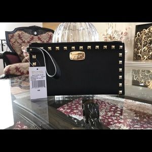 Authentic Michael Kors studded sandrine wristlet